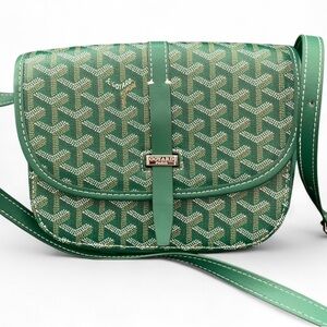 Goyard Green Chevron Crossbody Saddle Bag